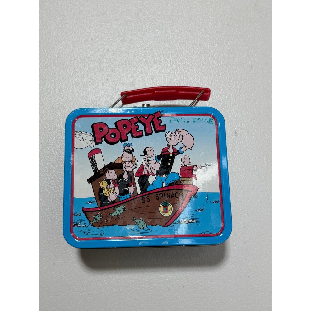 King‎ Features Popeye Mini Lunch Box Small Blue 1997 S.S. Spinach Tin Retro